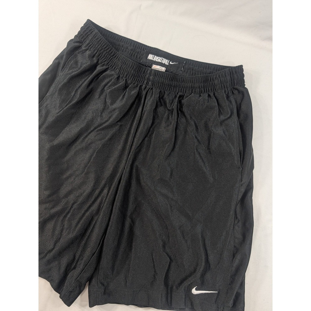 Vintage Nike Basketball Shorts Mens XL Black Baggy Shiny Silky Dazzle Y2K